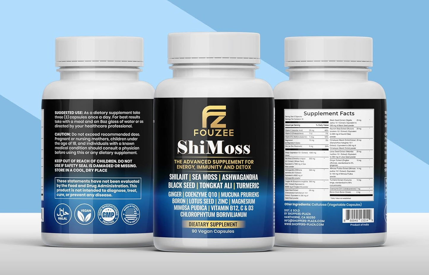 Immunity Boosting ShiMoss Supplement Capsules with Shilajit, Sea Moss, Ashwagandha, Tongkat Ali, Vitamins, and Minerals for Men & Women - 90 Count