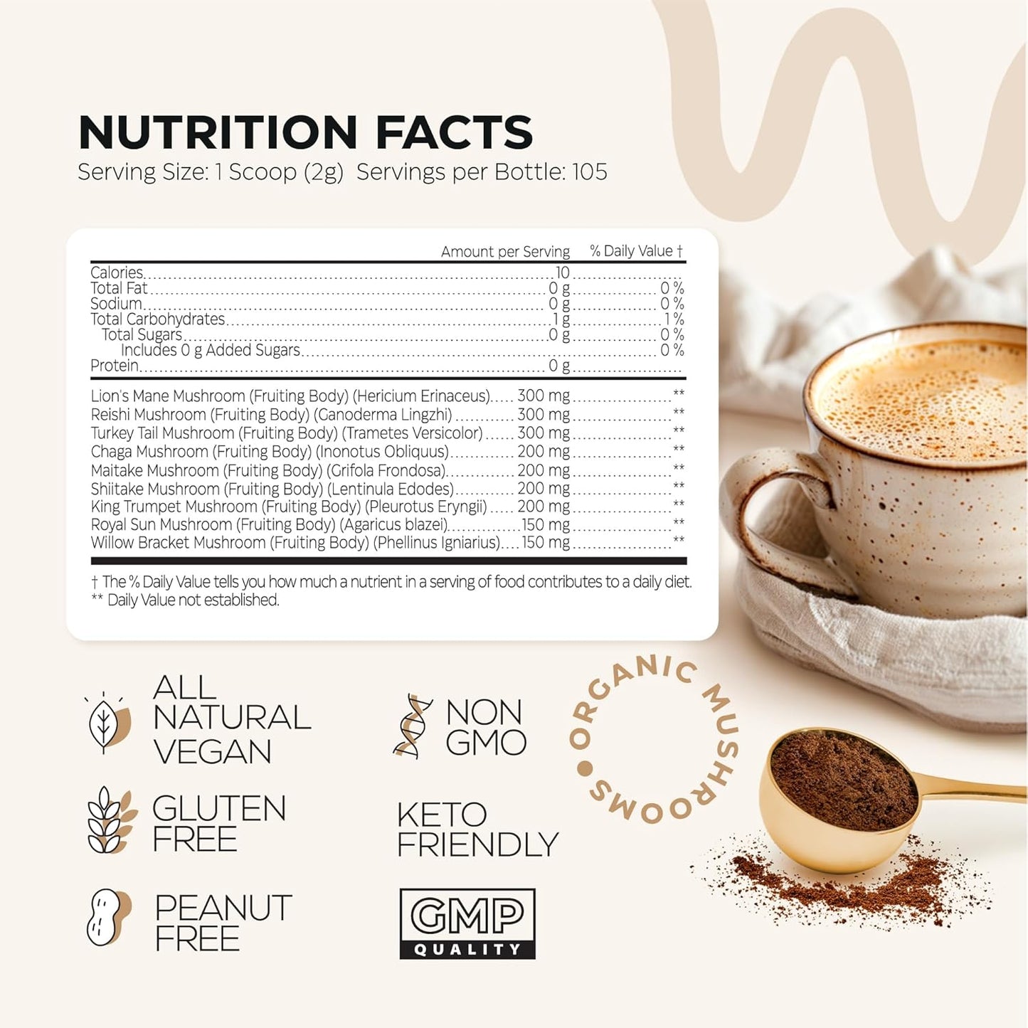Immunity & Gut Health Bundle: Mushroom Coffee + High Fiber Gummies - 9 Mushroom Adaptogens, 7g Fiber, Probiotics - Men & Women, Instant Coffee & Fiber Chews