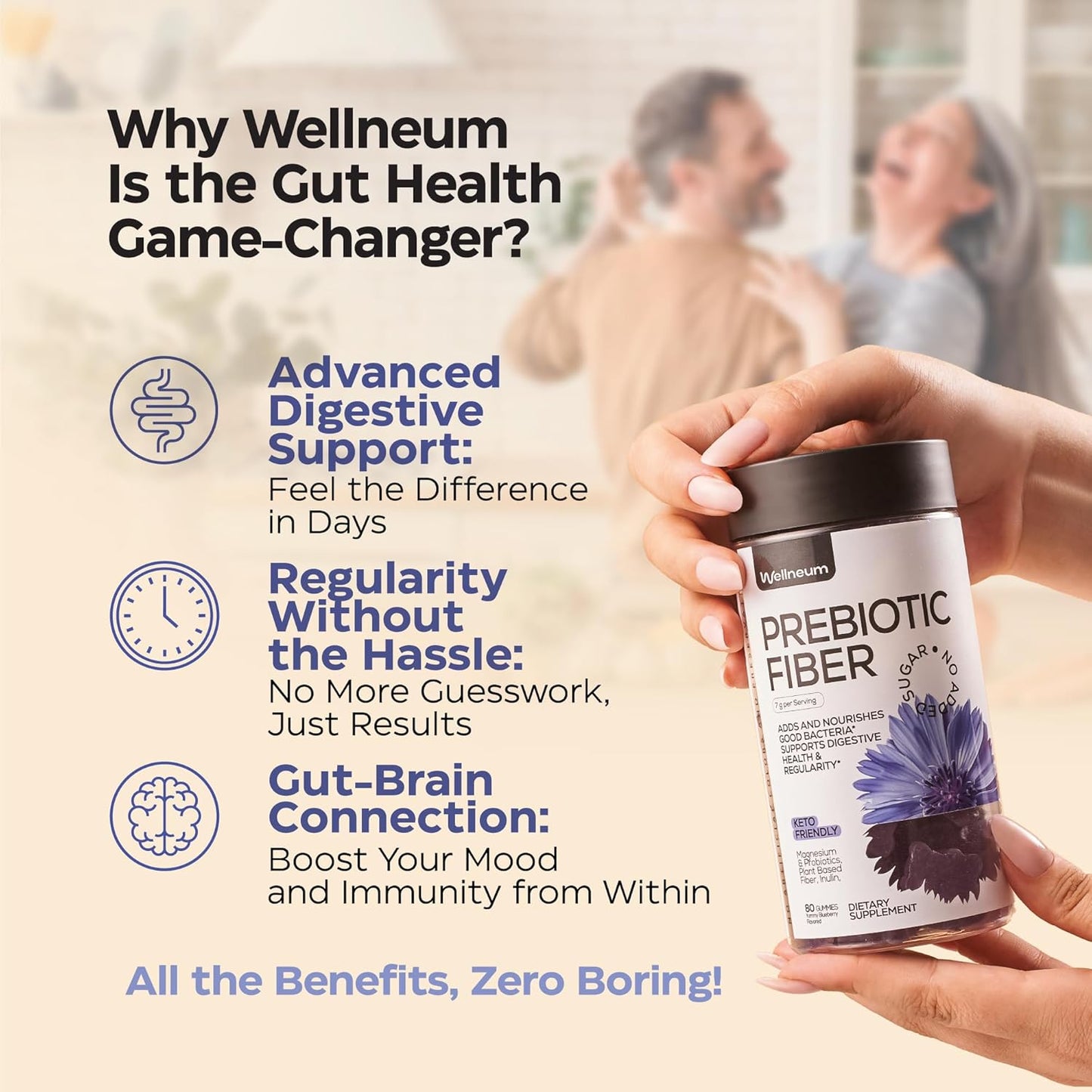 Immunity & Gut Health Bundle: Mushroom Coffee + High Fiber Gummies - 9 Mushroom Adaptogens, 7g Fiber, Probiotics - Men & Women, Instant Coffee & Fiber Chews