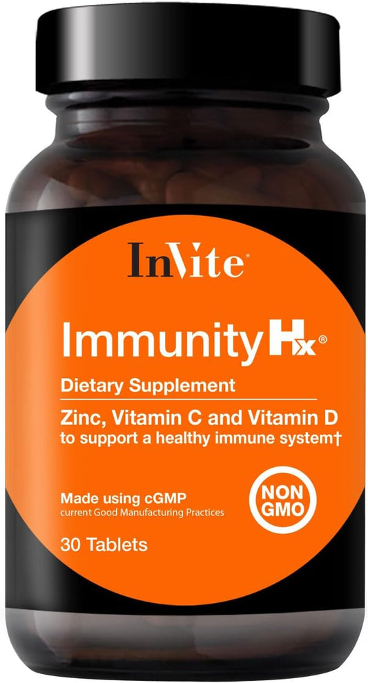 Immunity Hx™ Supplement - Boosts Immune System with Vitamin C, D3, and Zinc - 30 Tablets x 2 Pack