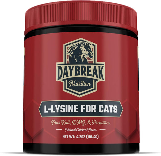 Immunity & Respiratory Support for Cats - L-Lysine Powder Supplement with Prebiotics, Krill, & DMG - Promotes Immune System, Eye Health, & Reduces Sneezing