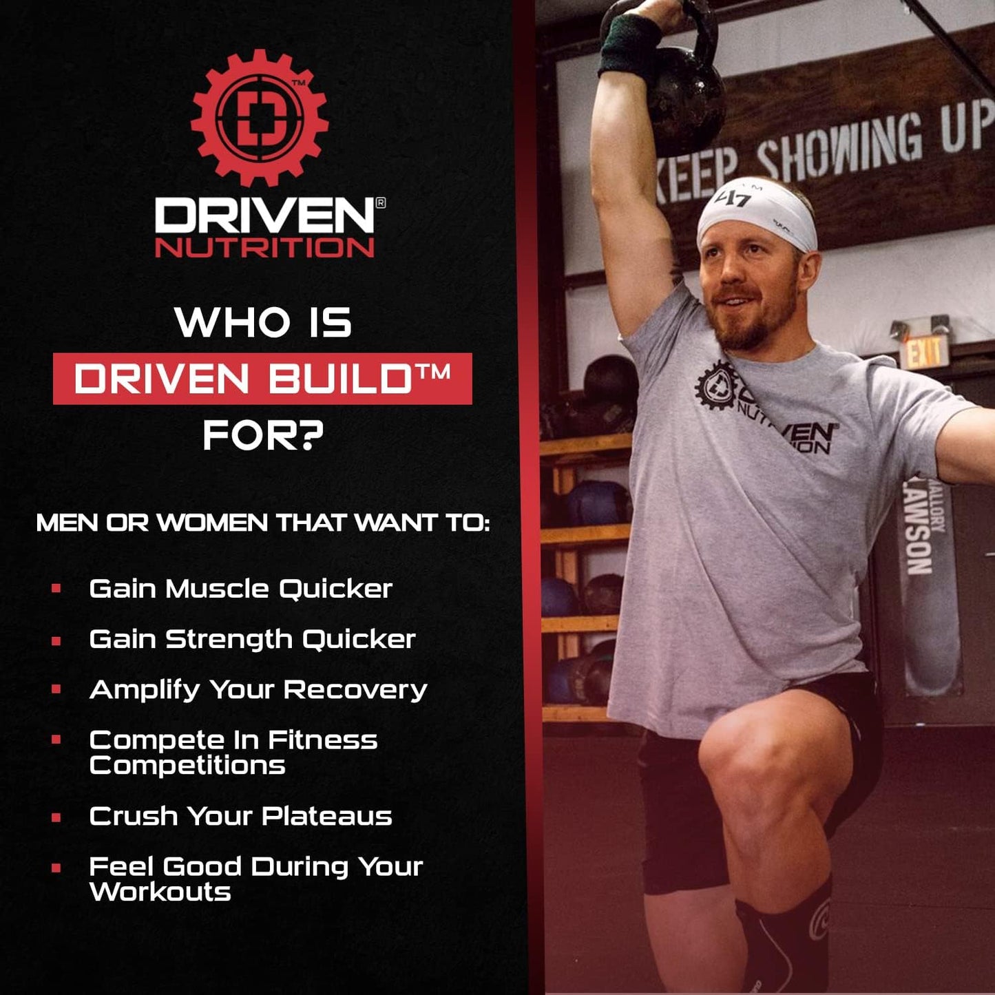 Increase Lean Body Mass and Strength with Driven Nutrition Muscle Builder Capsules - Accelerate Recovery and Boost Protein Synthesis - Vegan and Gluten-Free - 24 Servings