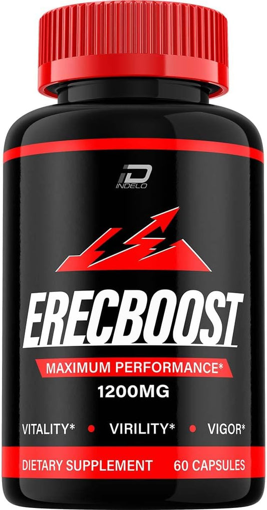 Indelo Erecboost Men's Capsules - Official Erecboost Vitamin Complex Dietary Supplement - All Natural Support Formula - 60 Capsules