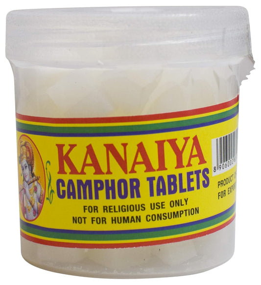 Indian Camphor Tablets - 100g - 32 Tablets - Kanaiya Brand by Marshal