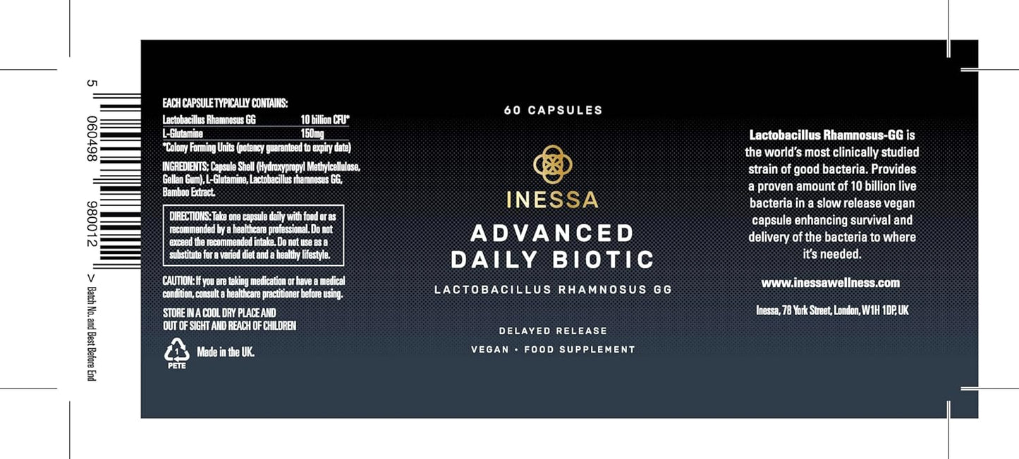 Inessa Daily Biotic - Advanced Probiotic for Women's Digestive Health - 10 Billion CFU with Delayed Release - Vegan Capsules, Lactobacillus Rhamnosus Strain