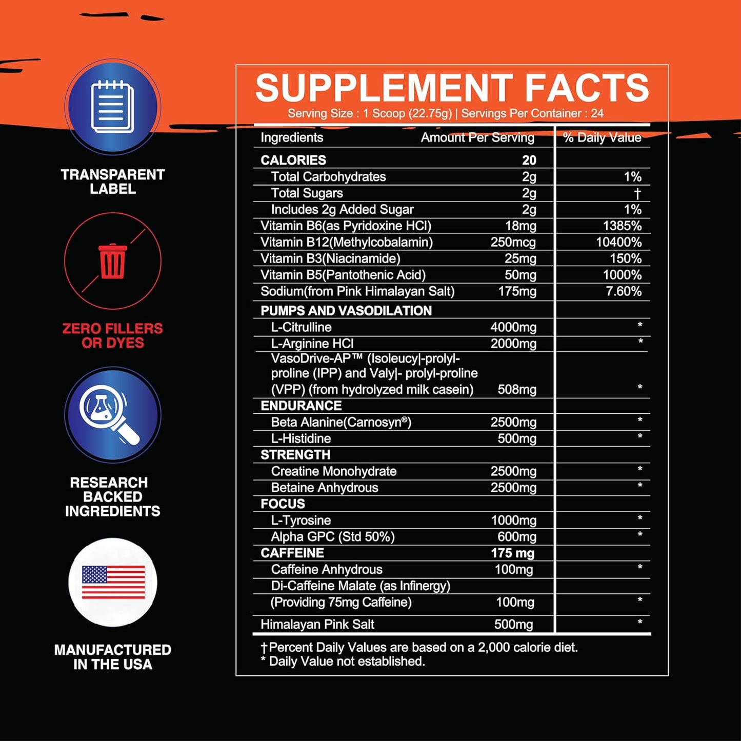 Infinite Labs Juggernaut X Pre-Workout Supplement (Orange) - Enhances Strength, Energy, and Endurance - With L-Citrulline, Beta-Alanine, Creatine - 30 Servings