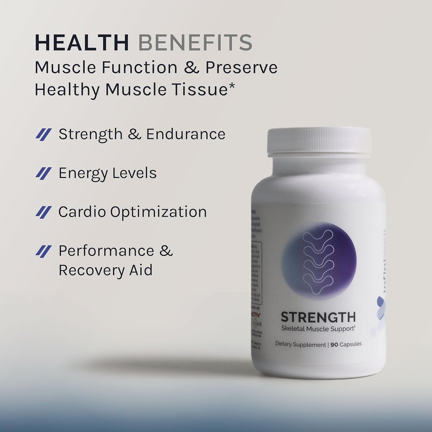 InfiniWell Strength HMB Supplement with Epicatechin for Muscle Growth and Endurance - 90 Capsules