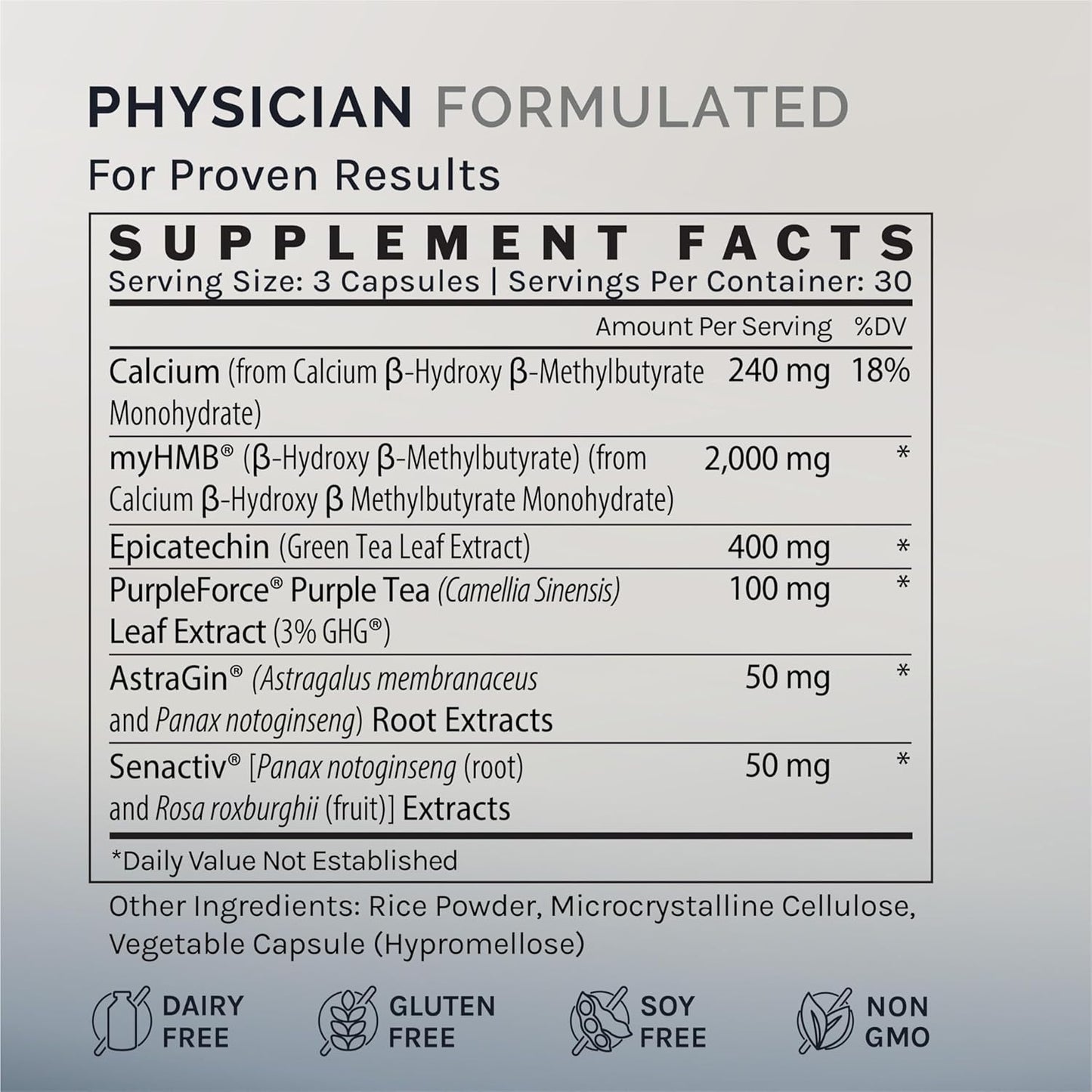 InfiniWell Strength HMB Supplement with Epicatechin for Muscle Growth and Endurance - 90 Capsules