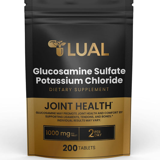 Inflammation Relief: LUAL Glucosamine Sulfate Potassium Chloride Capsules - 1000mg, 200 Count - Joint Support Supplement