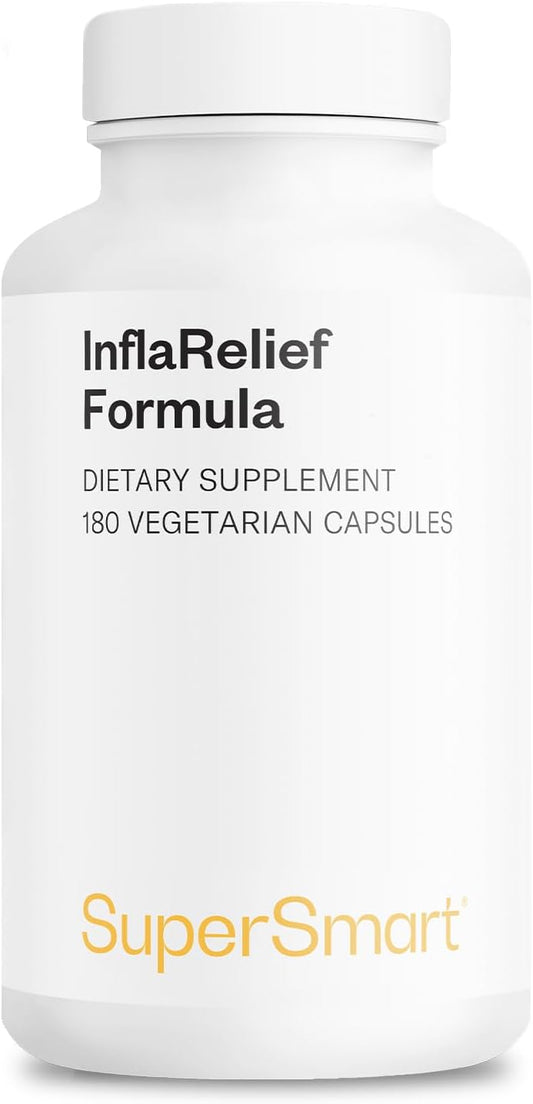 InflaRelief Formula with Turmeric Curcumin, Bioperine, Quercetin & Bromelain - 180 Vegetarian Capsules