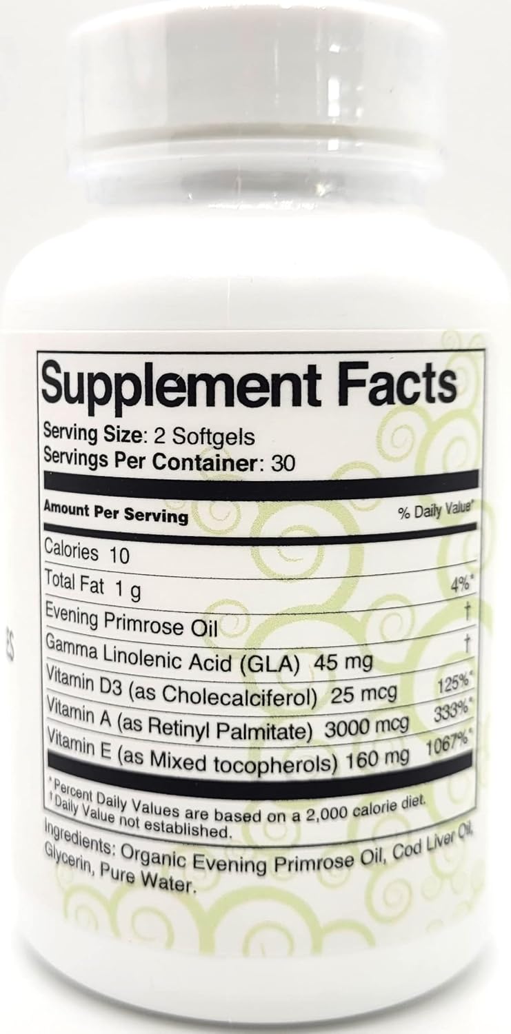 Innate Skin Health Clear Skin Acne Vitamin Gel Capsules with Evening Primrose Oil - 60 Caps - All Natural Skin Nutrition Supplement