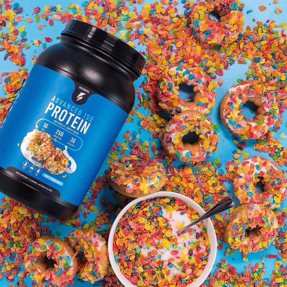 Inno Supps Advanced Iso Protein Powder - 100% Whey Isolate, Fruity Cereal Donut Flavor - Low Fat, Low Carb, No Artificials - 25g Protein - Hormone, Gluten, Soy Free