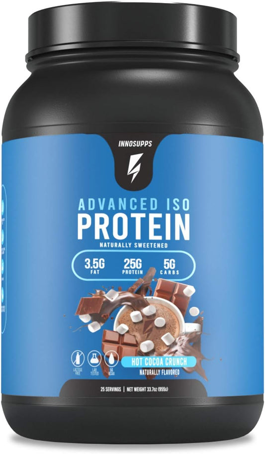 InnoSupps Advanced Iso Protein Powder - 100% Whey Isolate, No Artificial Sweeteners, Low Fat & Carbs - 25g Protein - Hormone, Gluten, Soy Free - Hot Cocoa Crunch Flavor