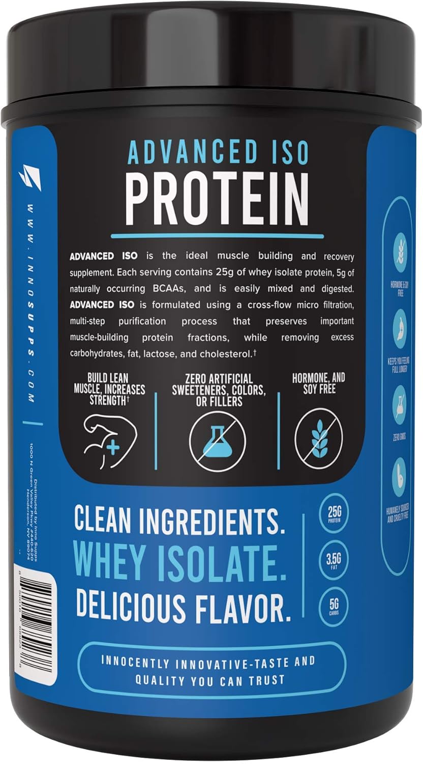 InnoSupps Advanced Iso Protein Powder - 100% Whey Isolate, No Artificial Sweeteners, Low Fat & Carbs - 25g Protein - Hormone, Gluten, Soy Free - Hot Cocoa Crunch Flavor
