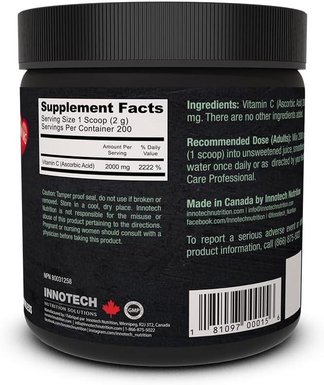 INNOTECH Nutrition: Pure Ascorbic Acid Vitamin C Powder - 400g