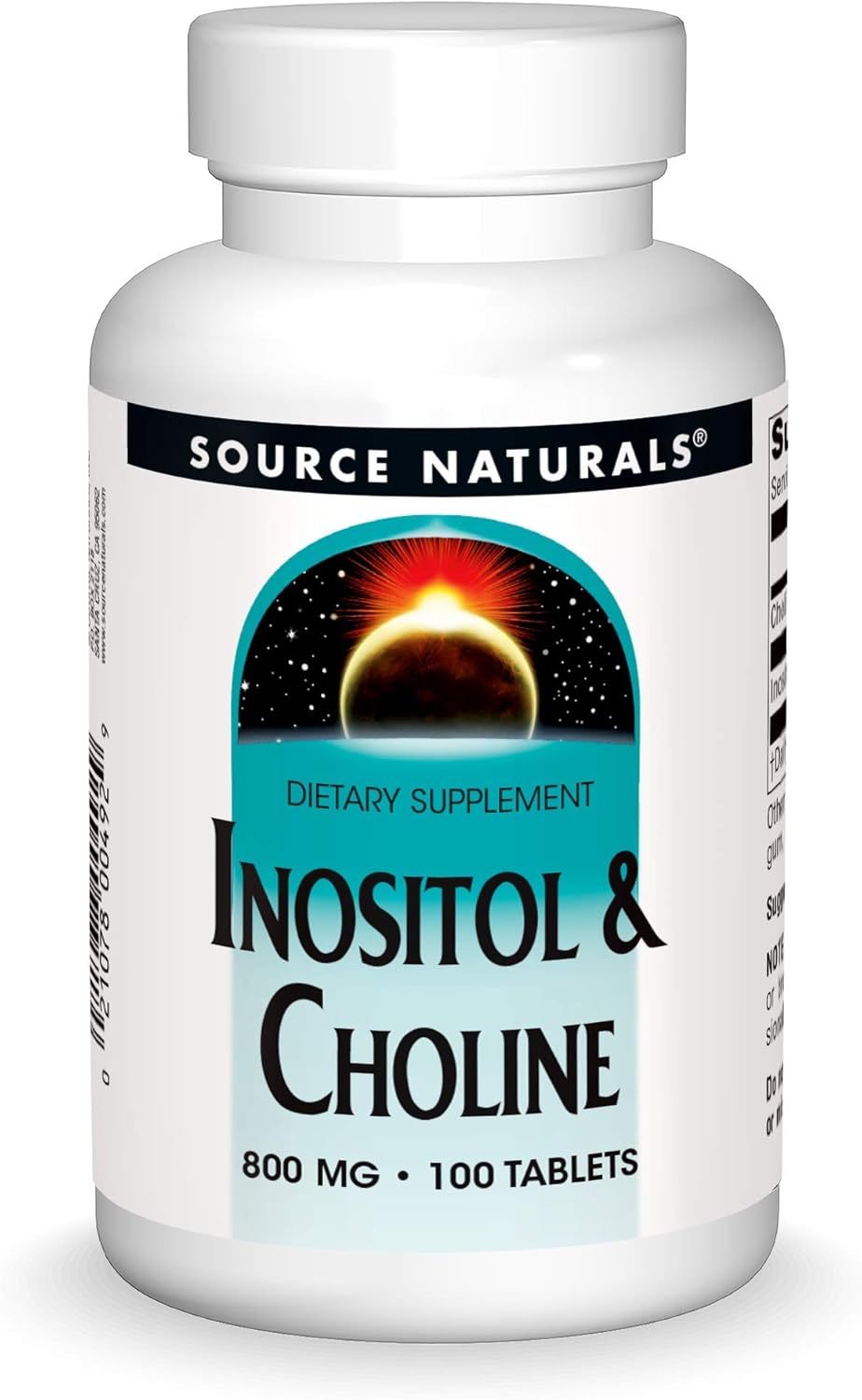 Inositol and Choline 800 mg Tablets for Healthy Nerve Function - 100 Count by Source Naturals