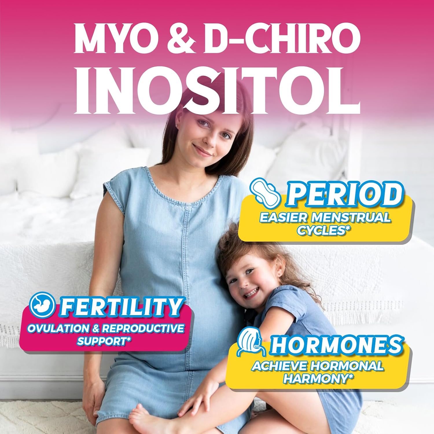 Inositol Fertility Supplement for Women - Myo-Inositol & D-Chiro Inositol Blend, 40:1 Ratio, Hormone Balance and Ovarian Support - 100 Vegan Capsules