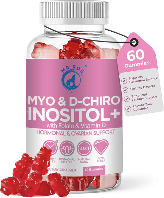 Inositol Gummies with Folate & Vitamin D - Myo & D-Chiro Blend, 40:1 Ratio, 60 Gummies by Mr Ros