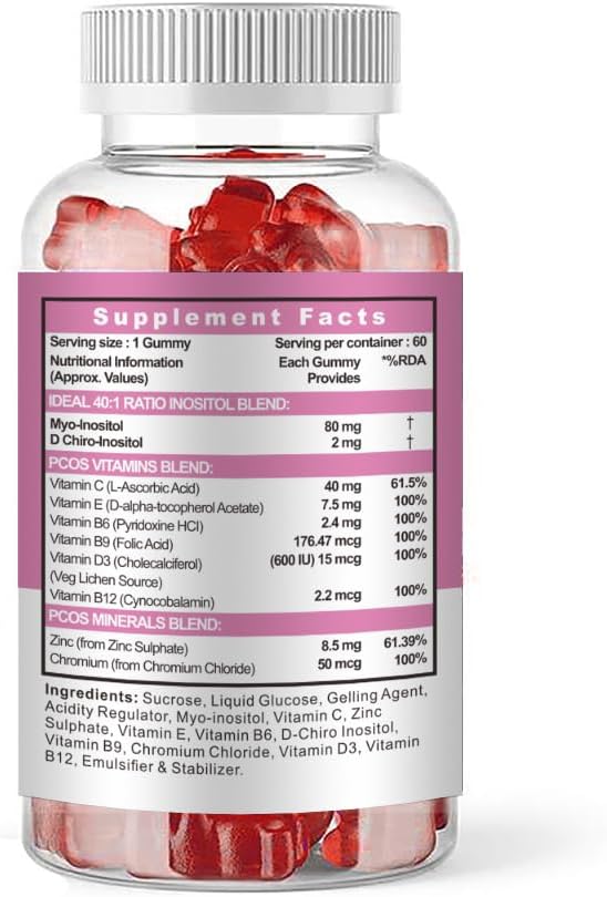 Inositol Gummies with Folate & Vitamin D - Myo & D-Chiro Blend, 40:1 Ratio, 60 Gummies by Mr Ros