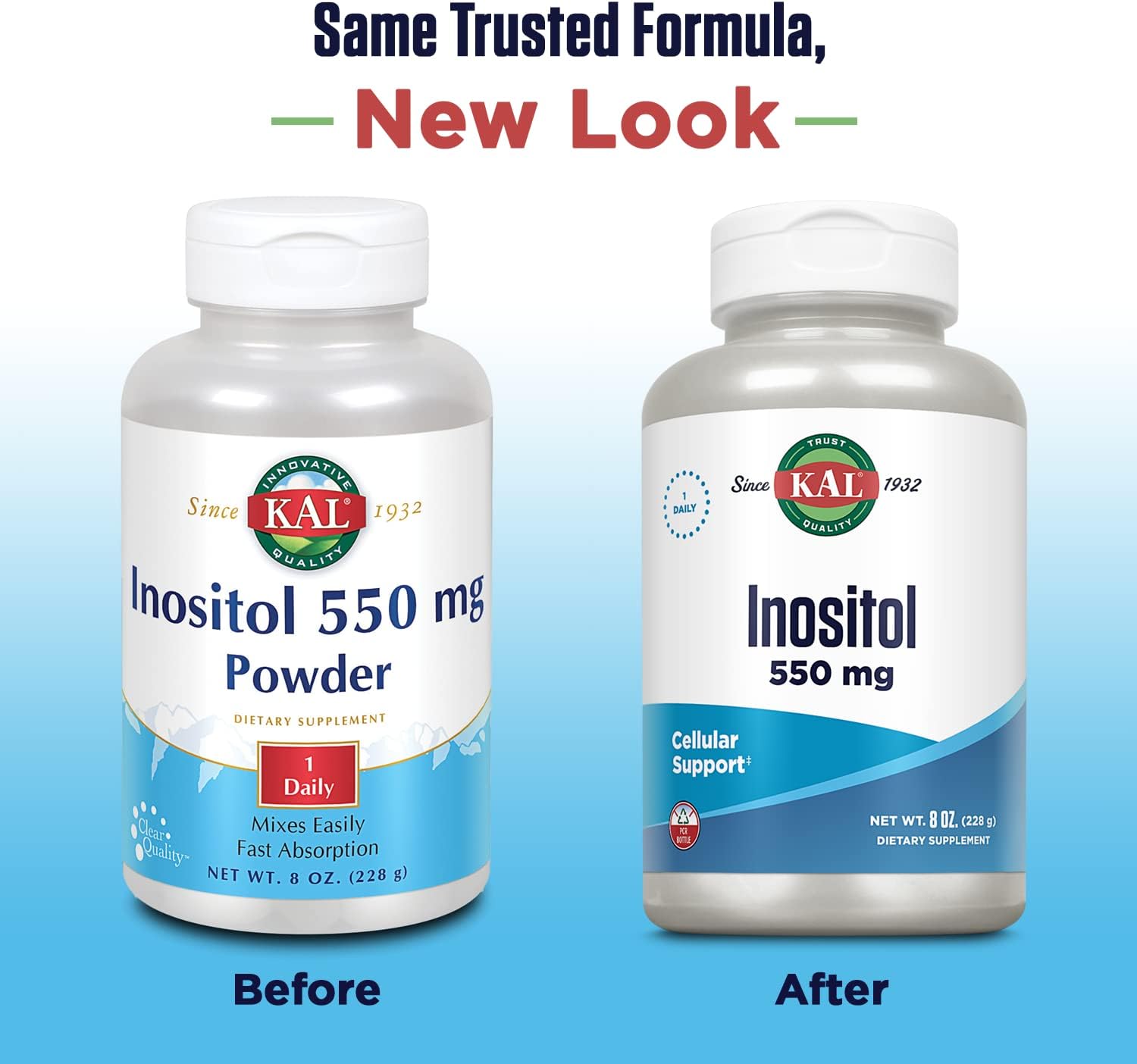 Inositol Powder 550mg for Brain, Nervous System, and Mood Support - Enhanced Absorption Formula, Easy to Mix - 8oz, 408 Servings