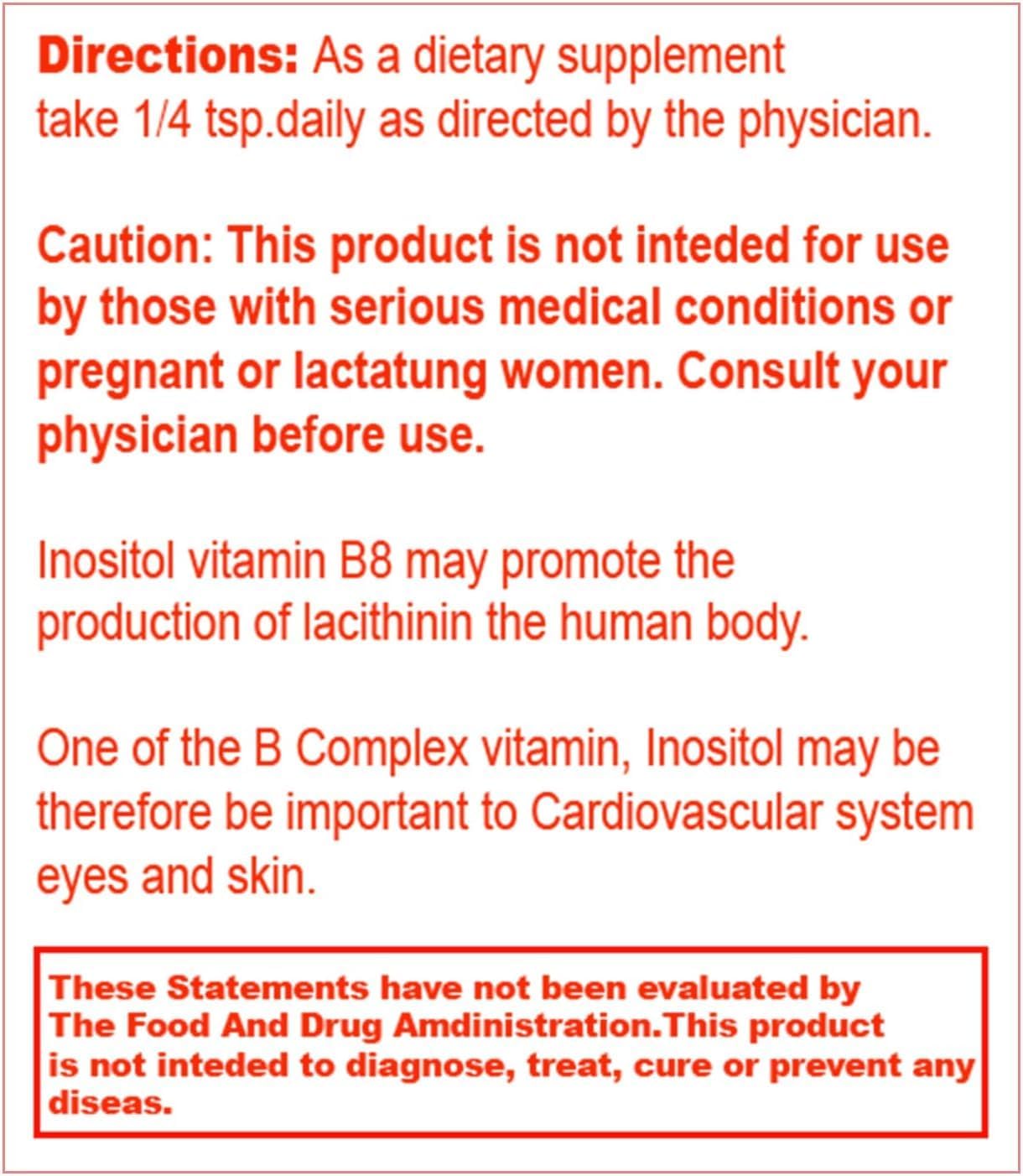 Inositol Powder Dietary Supplement for Hormonal Balance, Fertility, and Ovarian Support - Gluten-Free, Vegan, 8 Oz Pack