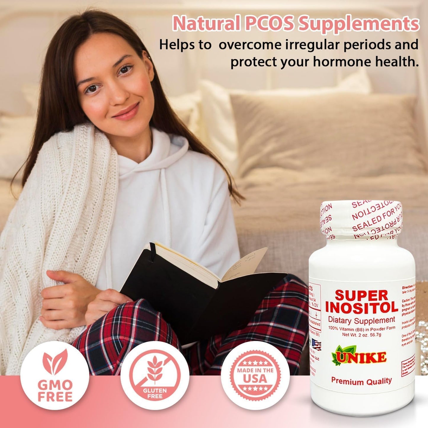 Inositol Powder Dietary Supplement for Hormonal Balance, Fertility, and Ovarian Support - Gluten-Free, Vegan, 8 Oz Pack