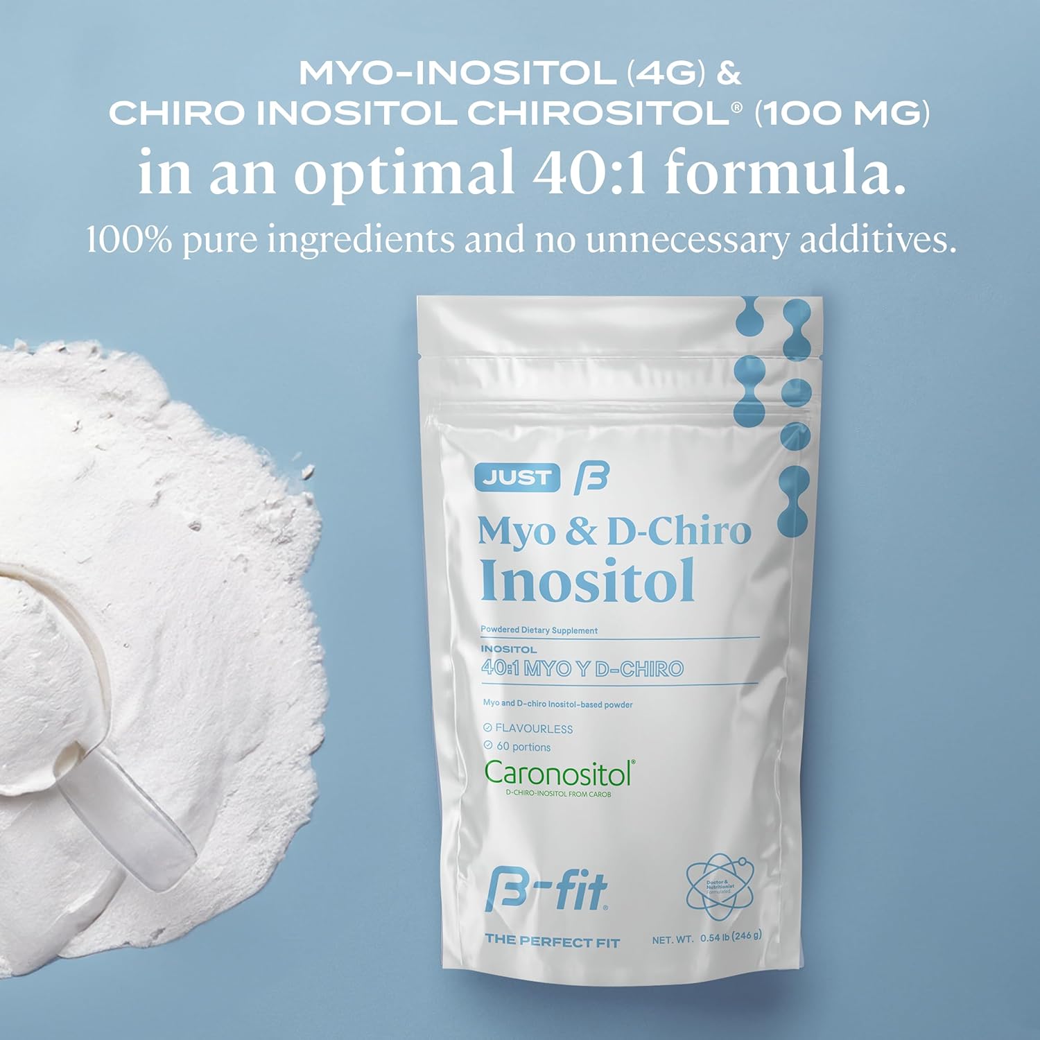 Inositol Powder Supplement - Myo-inositol & D-Chiro Inositol Blend - 2 Month Supply - 60 Servings - No Additives - B-FIT B Formula