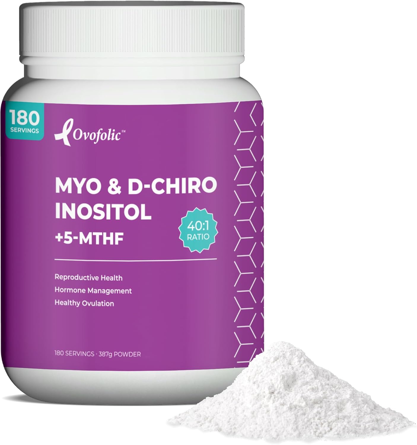 Inositol Supplement with Myo-Inositol, D-Chiro Inositol, and Folate for Hormone Balance - 180 Servings