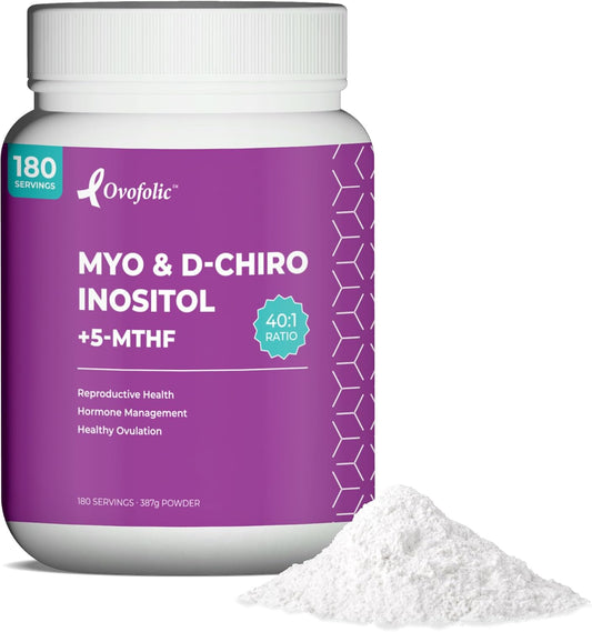 Inositol Supplement with Myo-Inositol, D-Chiro Inositol, and Folate for Hormone Balance - 180 Servings