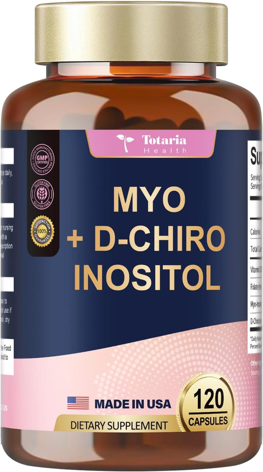 Inositol Supplement with Myo-Inositol, D-Chiro Inositol, Vitamin D3, and Folate -  Capsules for Improved Health