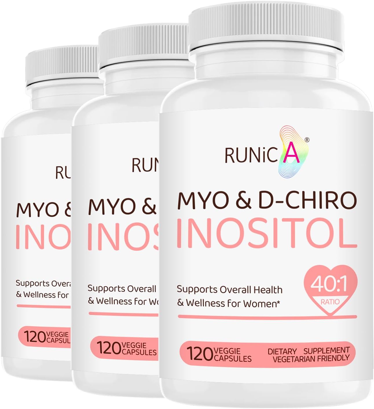 Inositol Supplement with Myo-Inositol & D-Chiro Inositol 40:1 Ratio for Hormonal Balance - 120 Vegan Capsules, 30-Day Supply