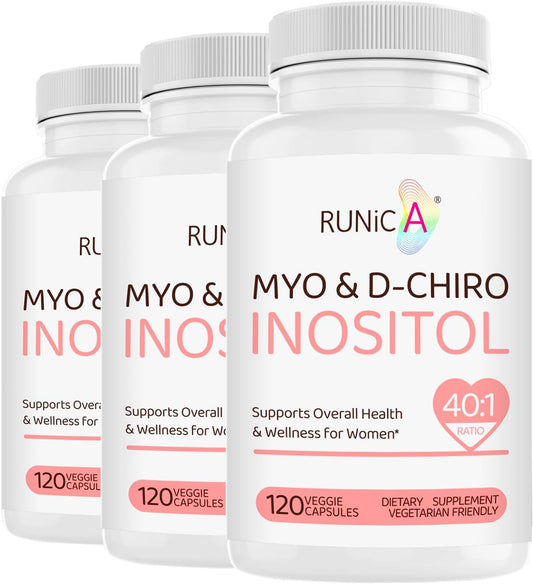 Inositol Supplement with Myo-Inositol & D-Chiro Inositol 40:1 Ratio for Hormonal Balance - 120 Vegan Capsules, 30-Day Supply