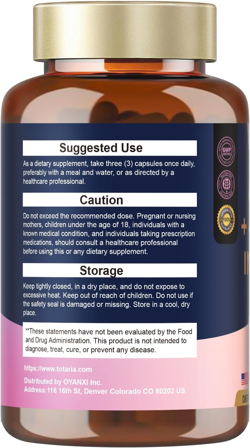 Inositol Supplement with Myo-Inositol, D-Chiro Inositol, Vitamin D3, and Folate -  Capsules for Improved Health