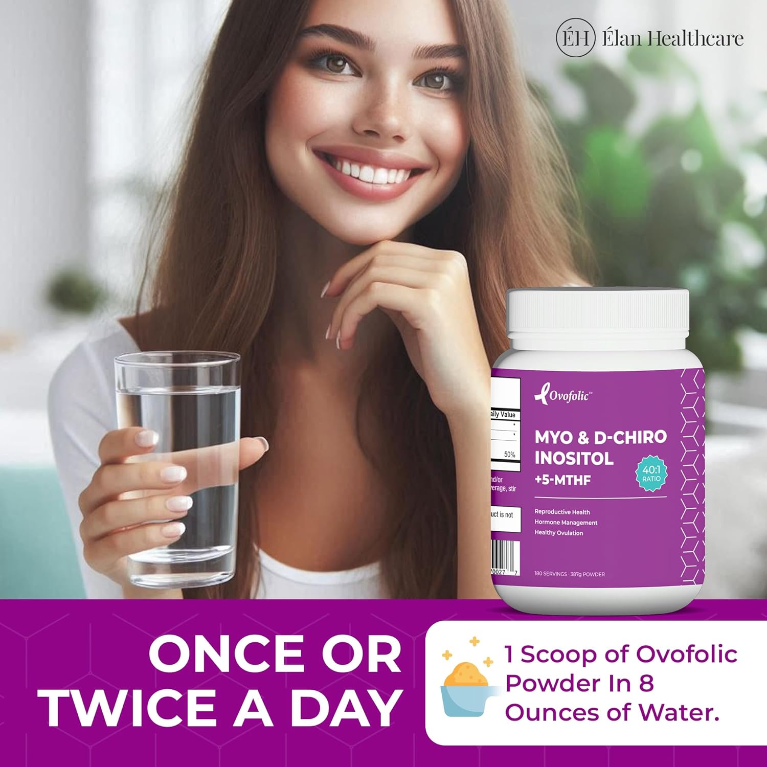 Inositol Supplement with Myo-Inositol, D-Chiro Inositol, and Folate for Hormone Balance - 180 Servings