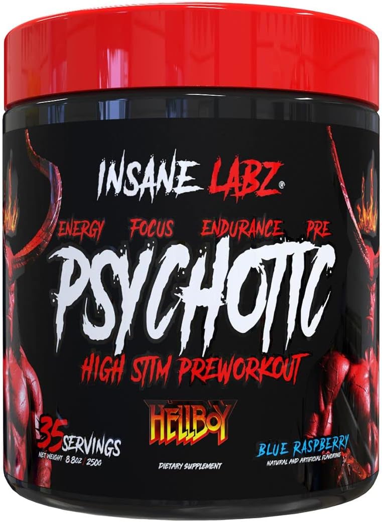 Insane Labz Hellboy Bundle: Psychotic Pre Workout & Amino BCAA - Boost Muscle Mass, Strength, Focus, Recovery (Blue Raspberry)