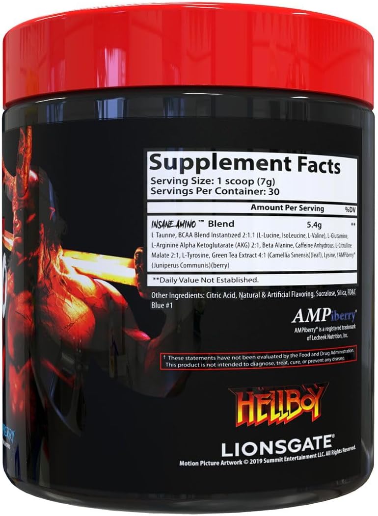 Insane Labz Hellboy Bundle: Psychotic Pre Workout & Amino BCAA - Boost Muscle Mass, Strength, Focus, Recovery (Blue Raspberry)