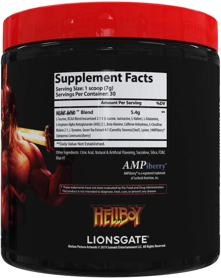 Insane Labz Hellboy Edition BCAA Intra Workout Powder - Blue Raspberry, 30 Servings