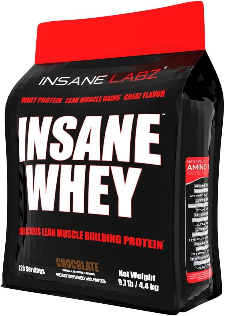 Insane Labz Insane Whey Protein: Muscle Building Shake with BCAA, Mass Gainer, Meal Replacement - Chocolate, 120 Servings