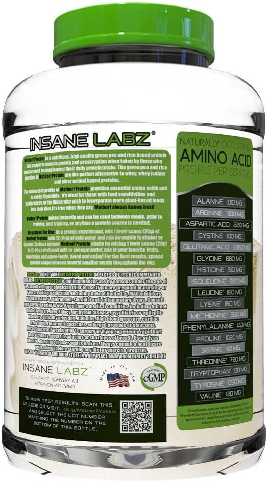 Insane Labz Mother! Protein: 100% Plant-Based Muscle Building Protein with BCAA Amino Profile - Vanilla Latte Flavor, 28 Servings