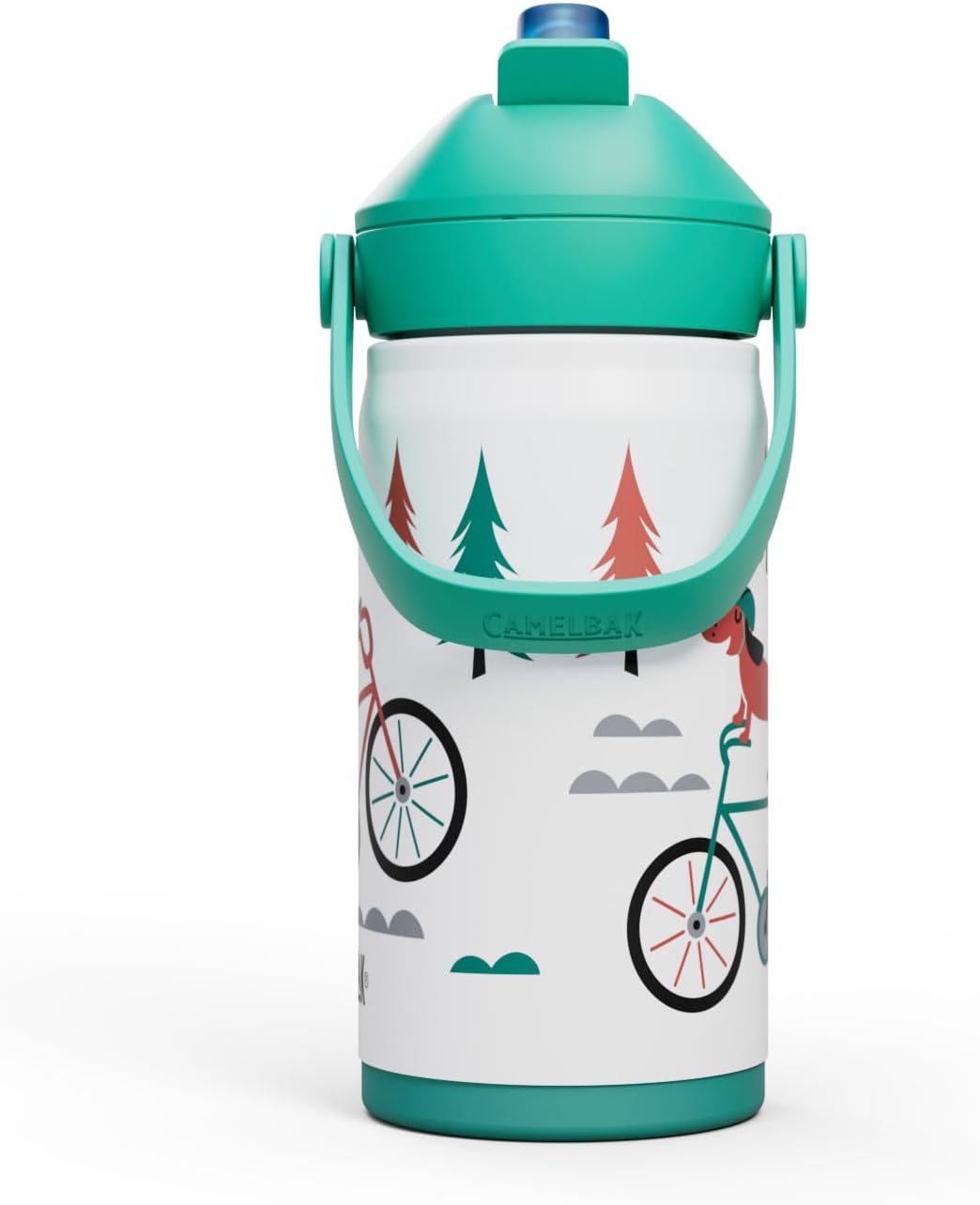 Insulated Stainless Steel 12oz CamelBak Thrive Kids Water Bottle with Flip Straw - Biking Dogs Design