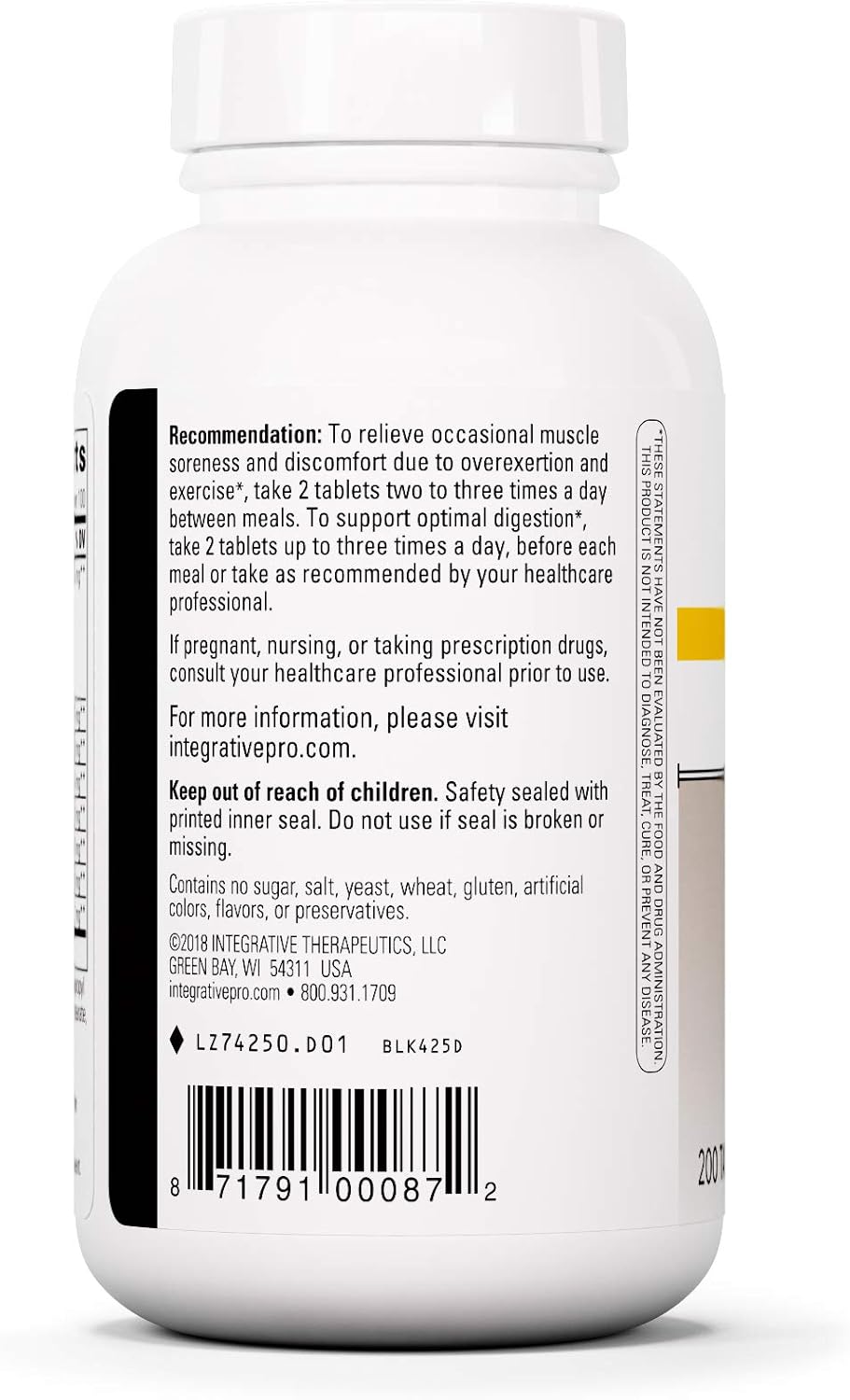 Integrative Therapeutics Bio-Zyme Systemic Enzymes - Digestive Support Complex - 200 Tablets