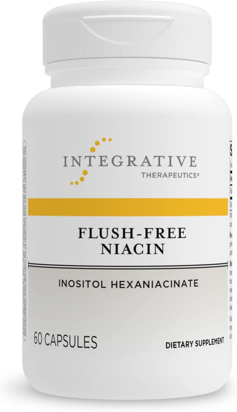 Integrative Therapeutics Flush-Free Niacin Capsules - Inositol Hexaniacinate Supplement for Heart Health - 60 Count