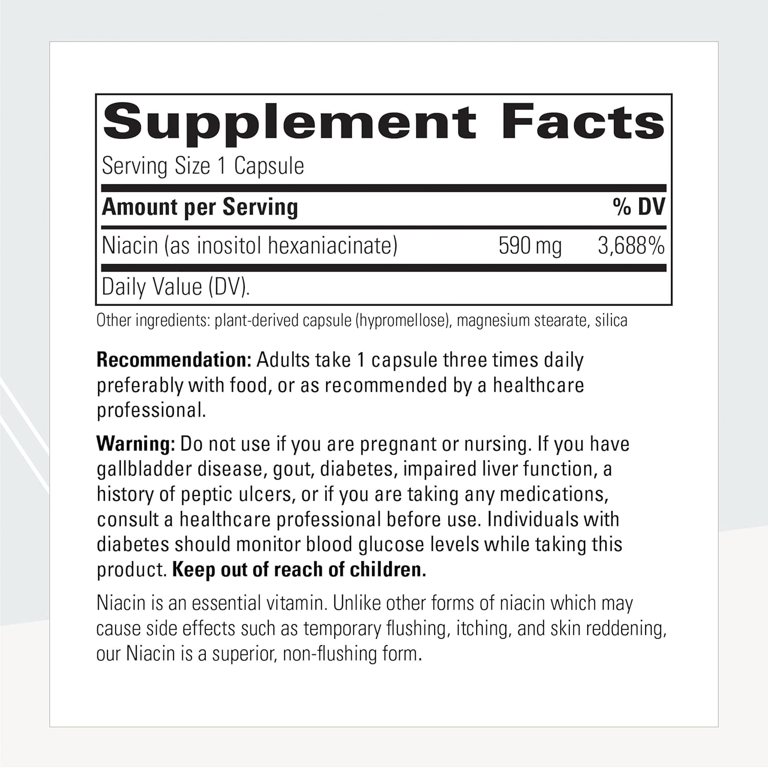 Integrative Therapeutics Flush-Free Niacin Capsules - Inositol Hexaniacinate Supplement for Heart Health - 60 Count