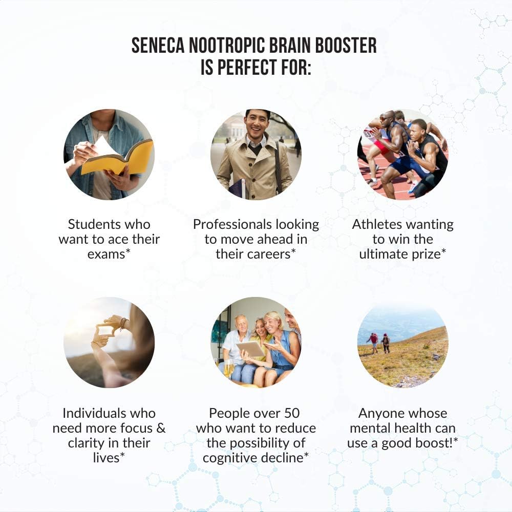 Intelligent Labs Seneca Nootropic Supplement for Brain Health | Enhance Focus, Memory & Clarity | 18 Ingredients incl. B-Complex Vitamins, Lion’s Mane & Ashwagandha | Non-Caffeinated