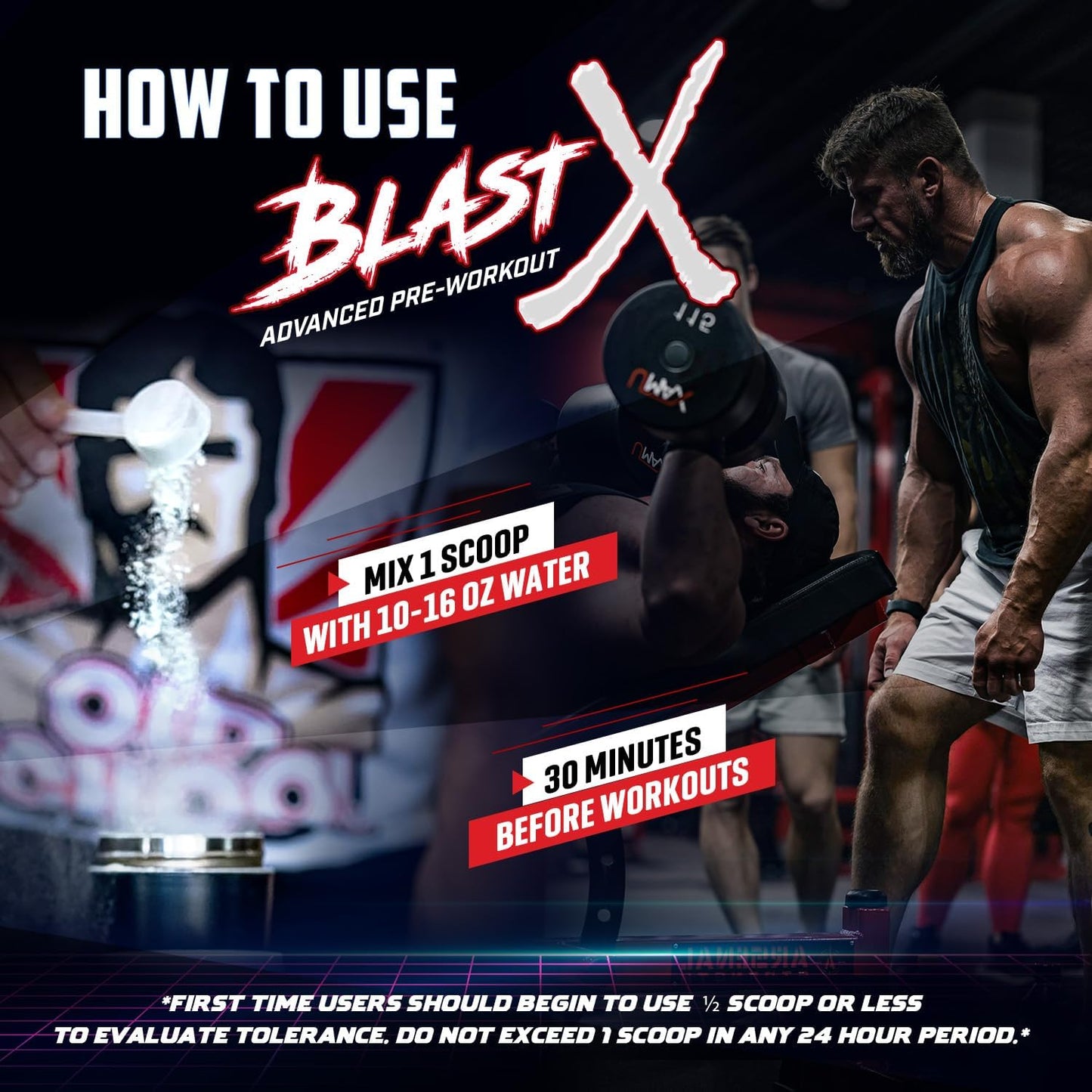 Intense Energy Booster Pre Workout Powder for Men & Women - Natural Caffeine, Beta Alanine, Citrafuze™, L-Citrulline & Taurine - Blast X Advanced Formula for Strength, Focus & Endurance