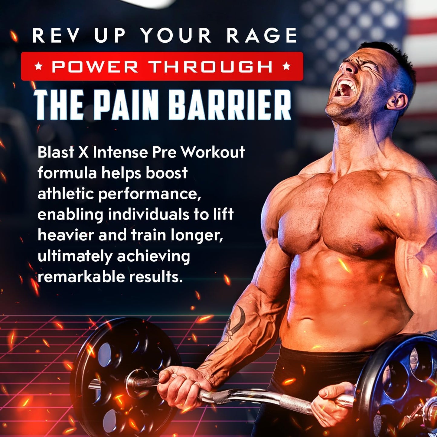 Intense Energy Booster Pre Workout Powder for Men & Women - Natural Caffeine, Beta Alanine, Citrafuze™, L-Citrulline & Taurine - Blast X Advanced Formula for Strength, Focus & Endurance