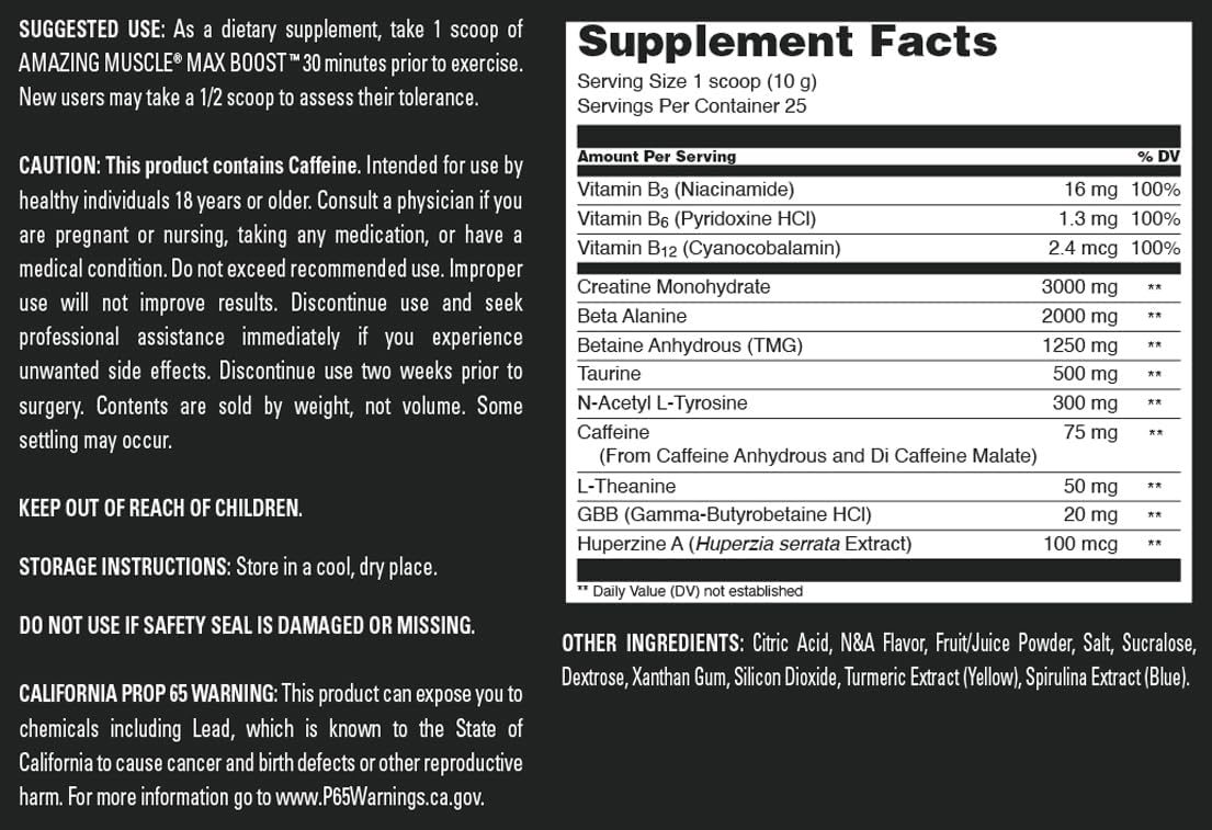 Intense Pre-Workout Supplement with Creatine and Caffeine for Men & Women - 25 Servings, Green Apple Flavor