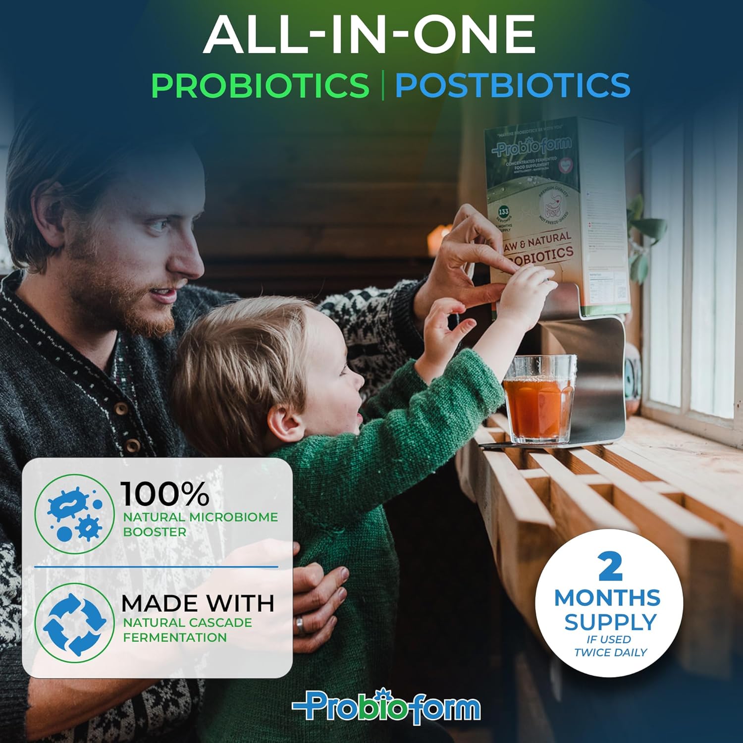 Intestinal Cleansing Probiotic Supplement with Healthy Bacterial Strains, Enzymes, and Vitamins