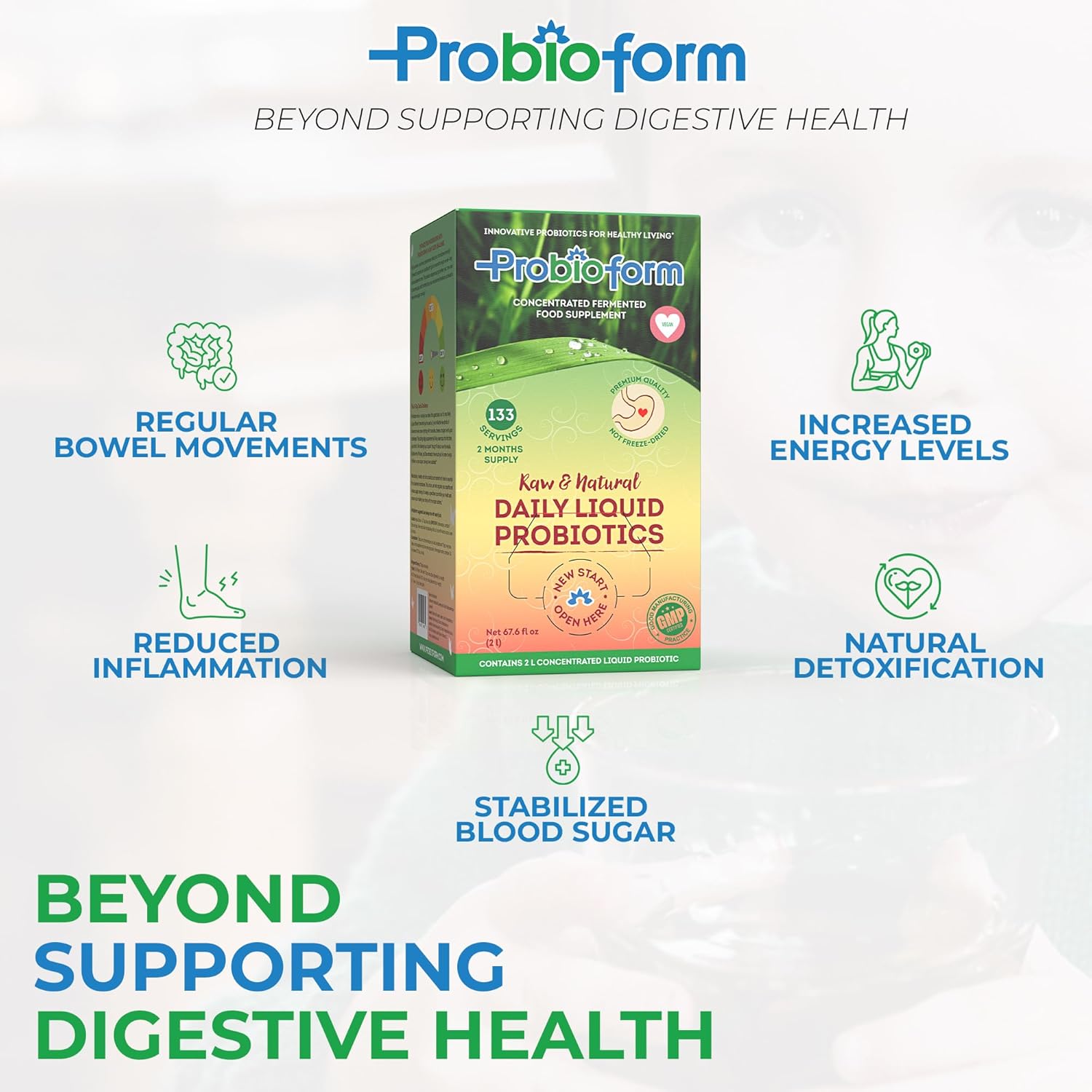 Intestinal Cleansing Probiotic Supplement with Healthy Bacterial Strains, Enzymes, and Vitamins