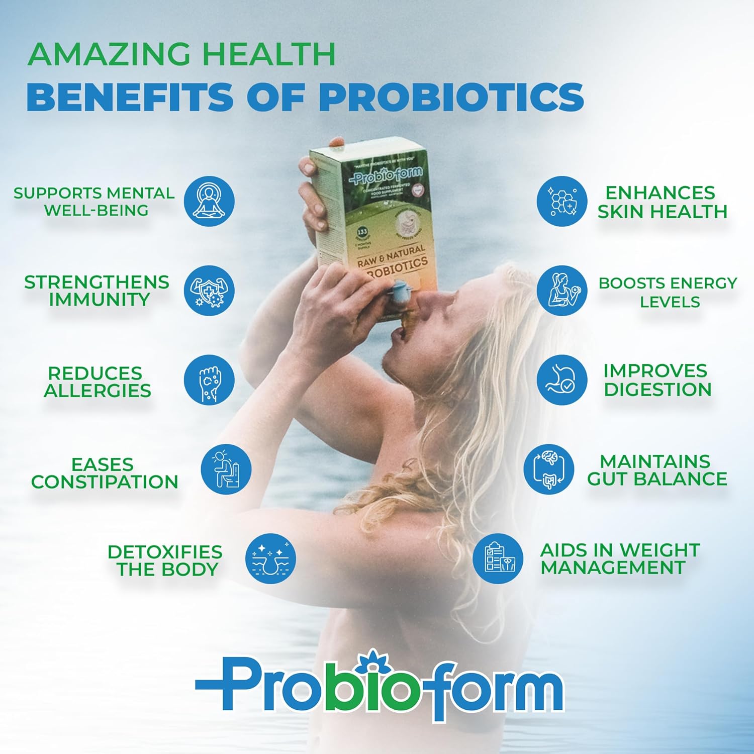 Intestinal Cleansing Probiotic Supplement with Healthy Bacterial Strains, Enzymes, and Vitamins